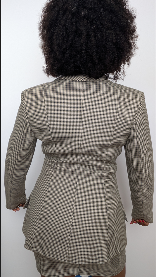 Ensemble jupe blazer à carreaux Beige et kaki