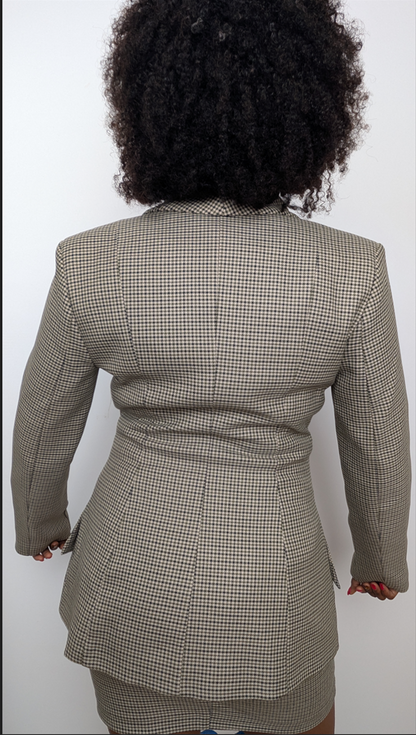 Ensemble jupe blazer à carreaux Beige et kaki