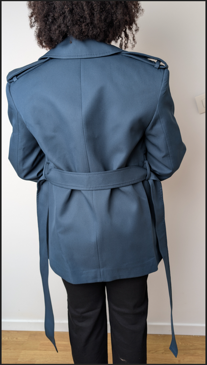 Trench Coat court bleu acier